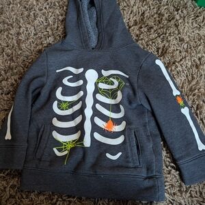Cat & Jack Charcoal Skeleton Hoodie with Neon Accents